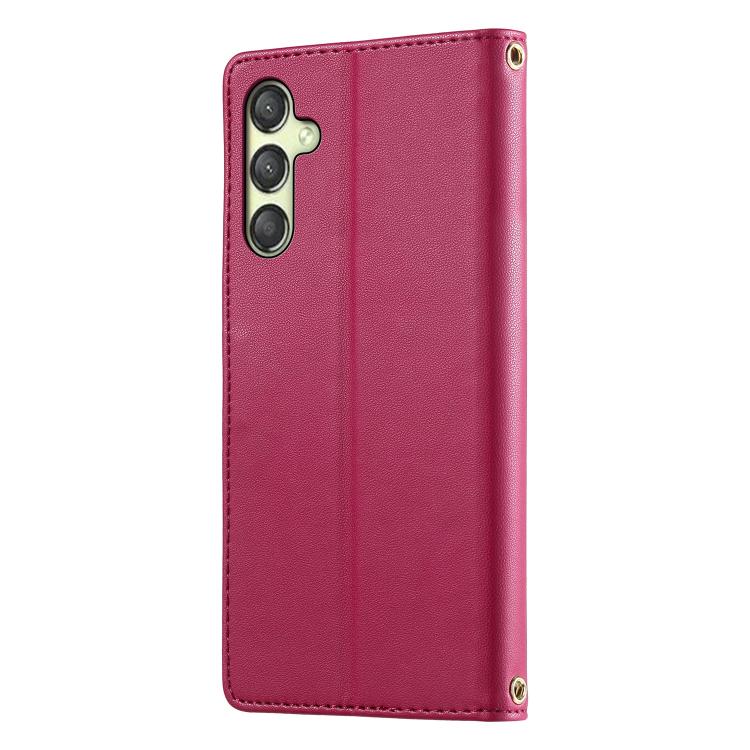 For Galaxy A25 5G Global Cute Cats Magnetic Closure Vegan Leather Phone Case with Strap