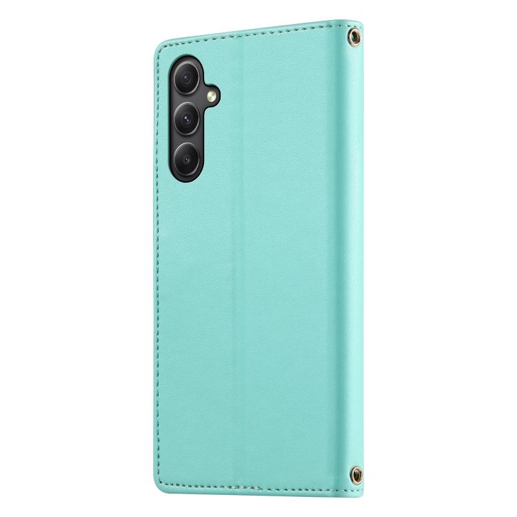 For Galaxy A34 5G Cute Cats Magnetic Closure Vegan Leather Phone Case with Strap
