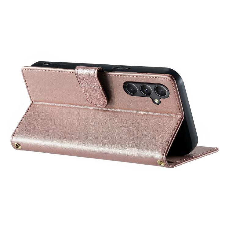 For Galaxy A34 5G Cute Cats Magnetic Closure Vegan Leather Phone Case with Strap