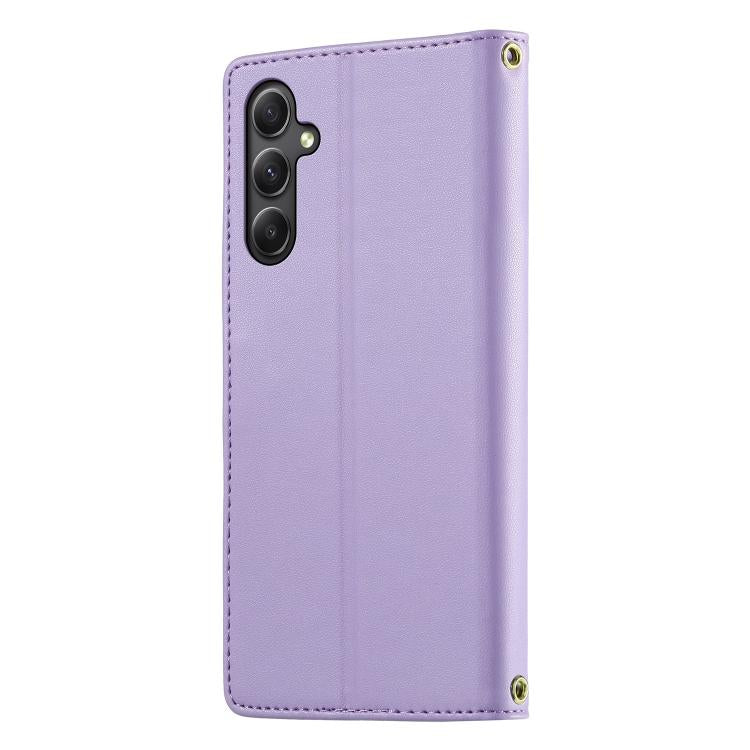 For Galaxy A34 5G Cute Cats Magnetic Closure Vegan Leather Phone Case with Strap