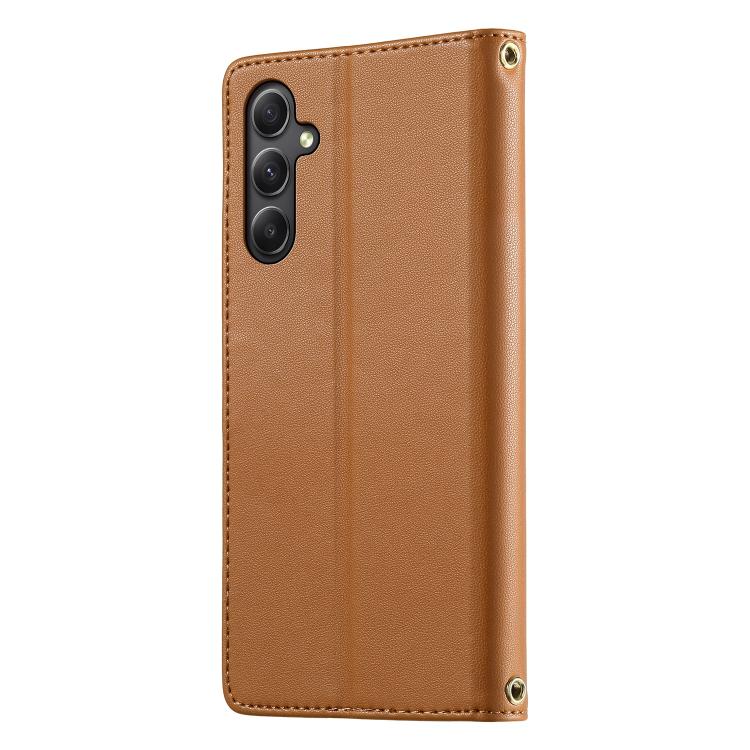 For Galaxy A34 5G Cute Cats Magnetic Closure Vegan Leather Phone Case with Strap