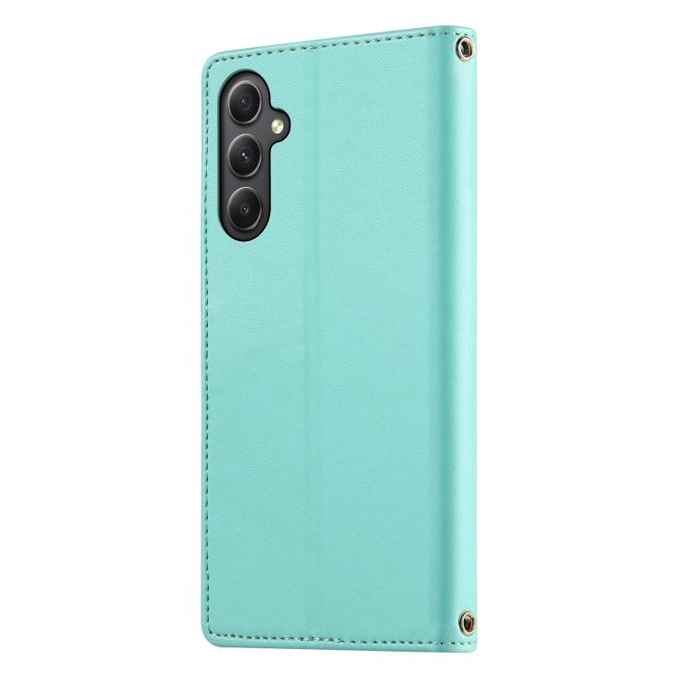 For Galaxy A35 5G Cute Cats Magnetic Closure Vegan Leather Phone Case with Strap