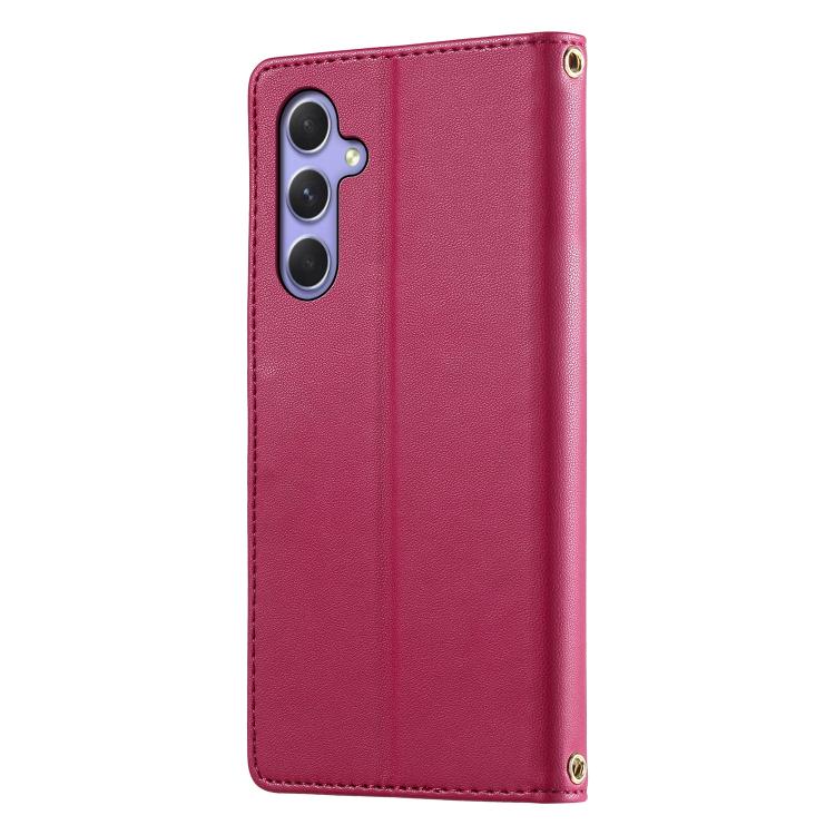 For Galaxy A55 5G Cute Cats Magnetic Closure Vegan Leather Phone Case with Strap