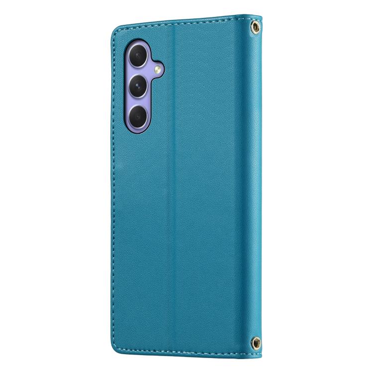 For Galaxy A55 5G Cute Cats Magnetic Closure Vegan Leather Phone Case with Strap
