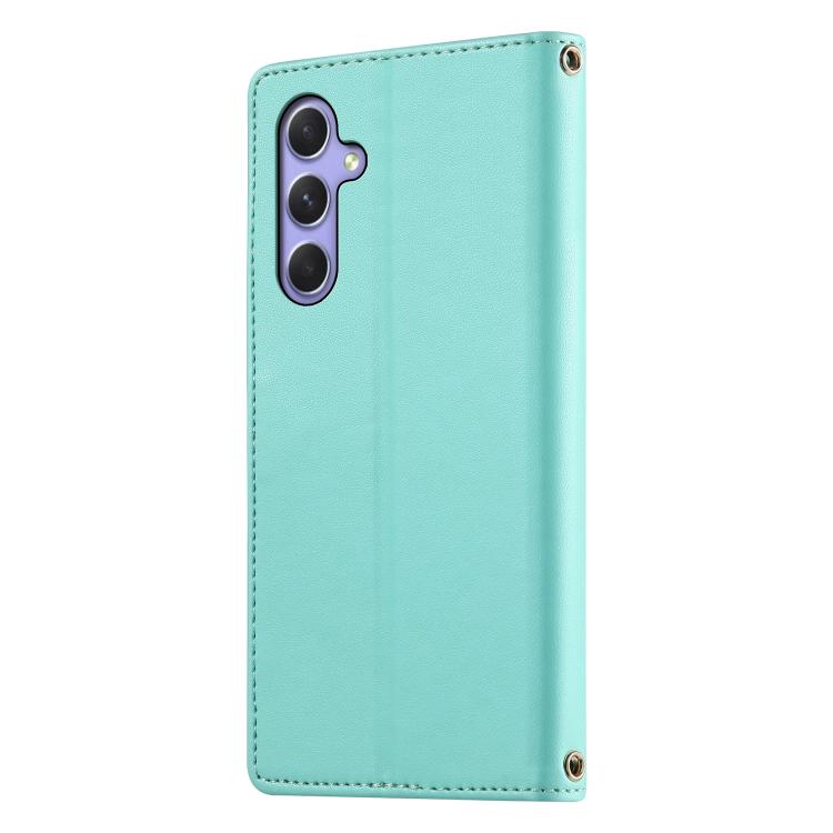 For Galaxy A55 5G Cute Cats Magnetic Closure Vegan Leather Phone Case with Strap