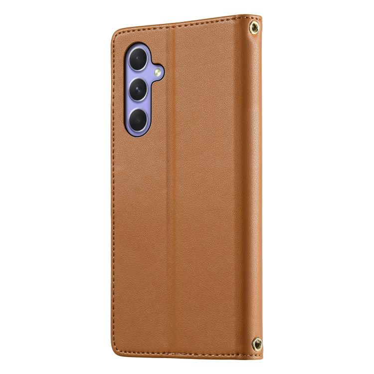 For Galaxy A55 5G Cute Cats Magnetic Closure Vegan Leather Phone Case with Strap