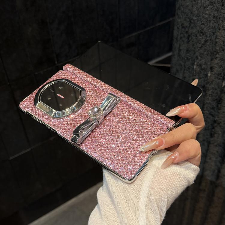 For Huawei Mate X5 Sparkling Glitter Zircon Bow Decoration Shockproof Phone Case - Pink