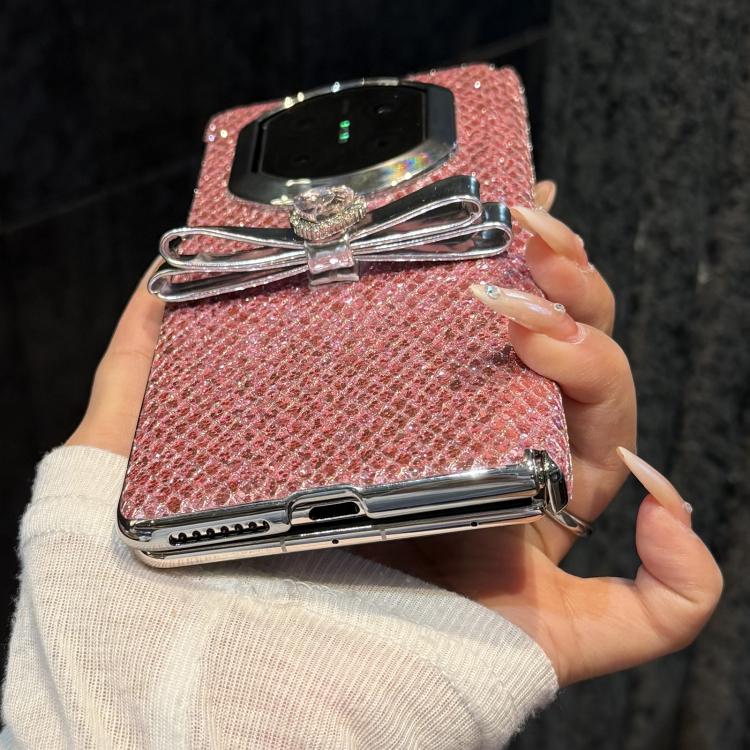 For Huawei Mate X5 Sparkling Glitter Zircon Bow Decoration Shockproof Phone Case - Pink
