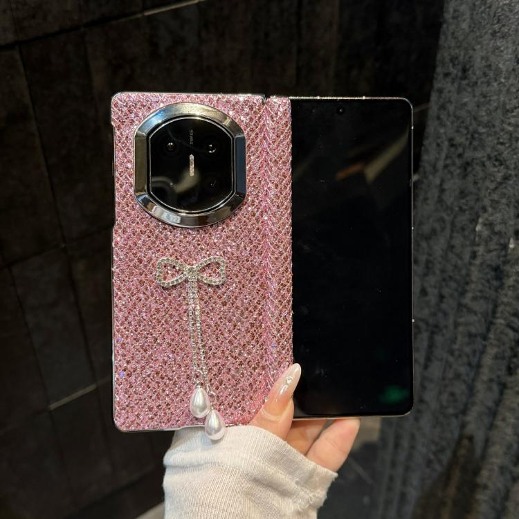 For Huawei Mate X6 Sparkling Glitter Pearl Tassel Bow Shockproof Phone Case