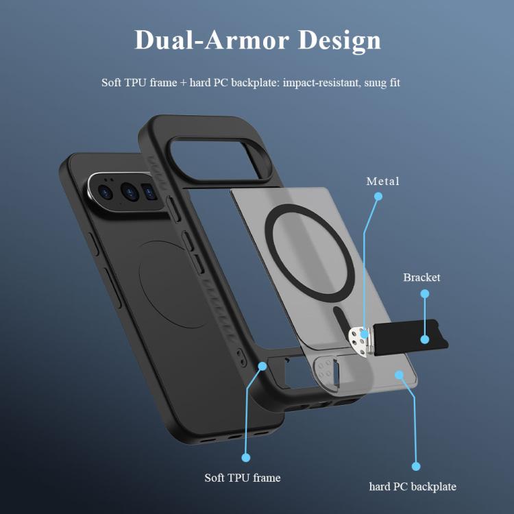 For Google Pixel 9 / 9 Pro / 10 LeReach Le-Chic Series Integrated Hidden Kickstand Magnetic Phone Case