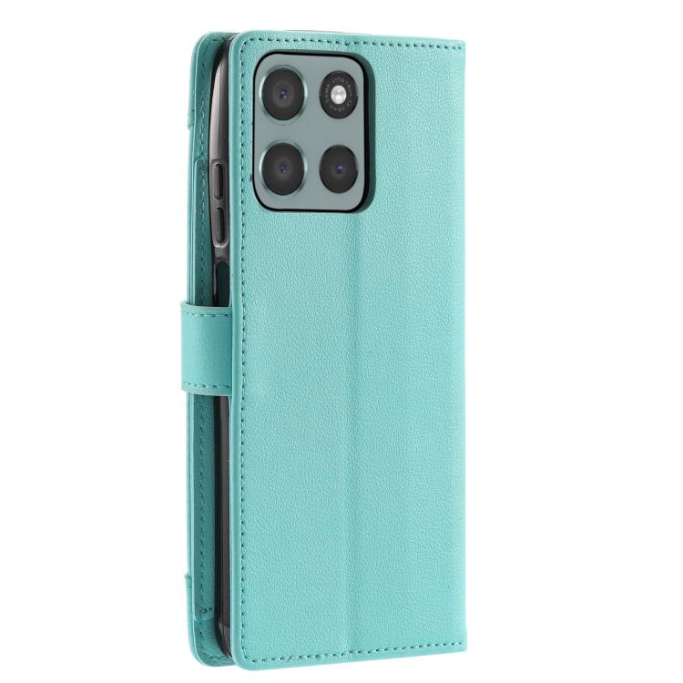 For Motorola Moto G56 5G Litchi Texture Zipper Wallet Buckle Vegan Leather Phone Case with Wrist Strap