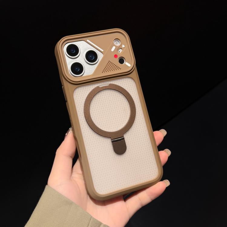 For iPhone 12 Ice Armor Rotating Pivot Bracket Holder Magnetic Phone Case