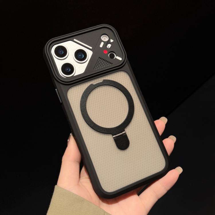 For iPhone 14 Plus Ice Armor Rotating Pivot Bracket Holder Magnetic Phone Case