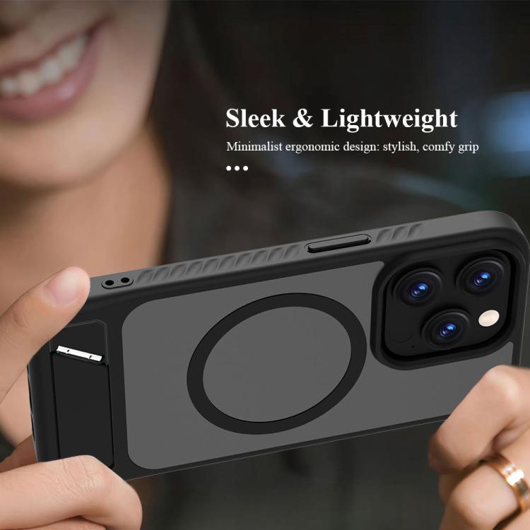 For iPhone 15 Pro LeReach Le-Chic Series Integrated Hidden Kickstand Magnetic Phone Case