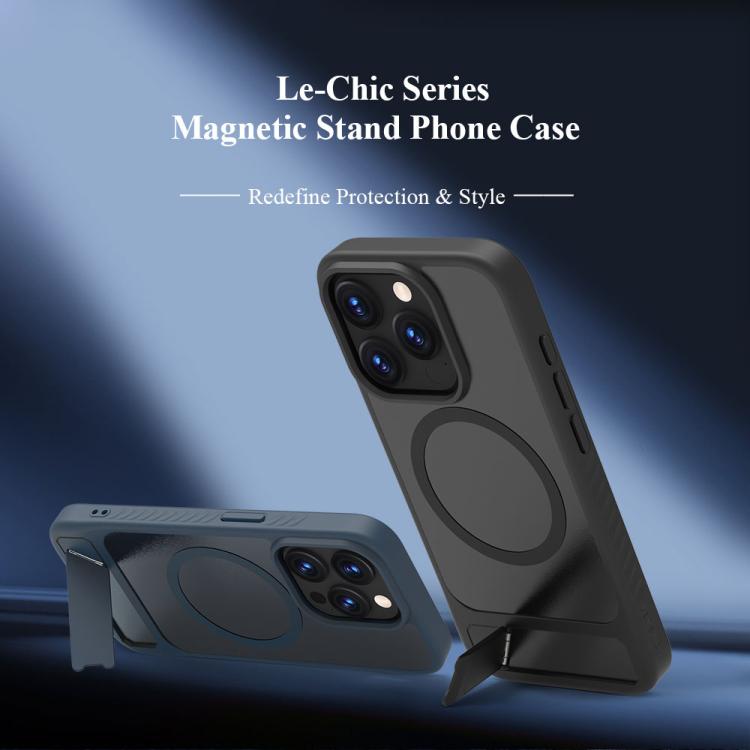 For iPhone 15 Pro LeReach Le-Chic Series Integrated Hidden Kickstand Magnetic Phone Case