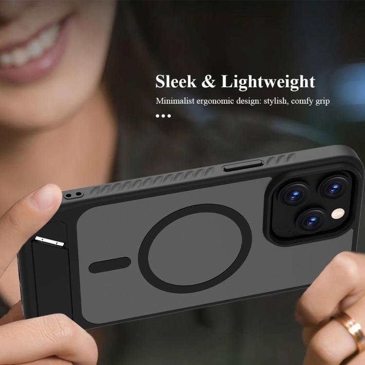 For iPhone 15 Pro Max LeReach Le-Chic Series Integrated Hidden Kickstand Magnetic Phone Case