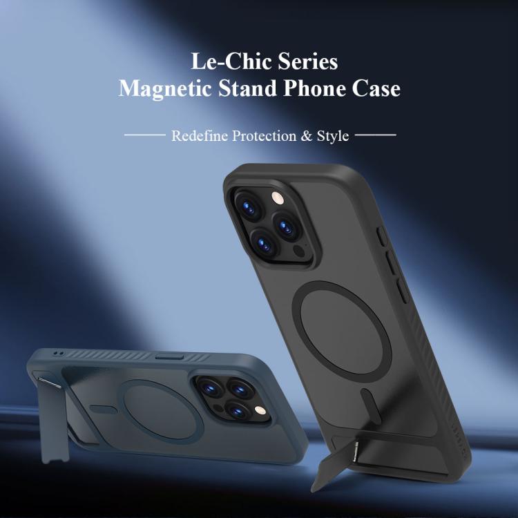 For iPhone 15 Pro Max LeReach Le-Chic Series Integrated Hidden Kickstand Magnetic Phone Case