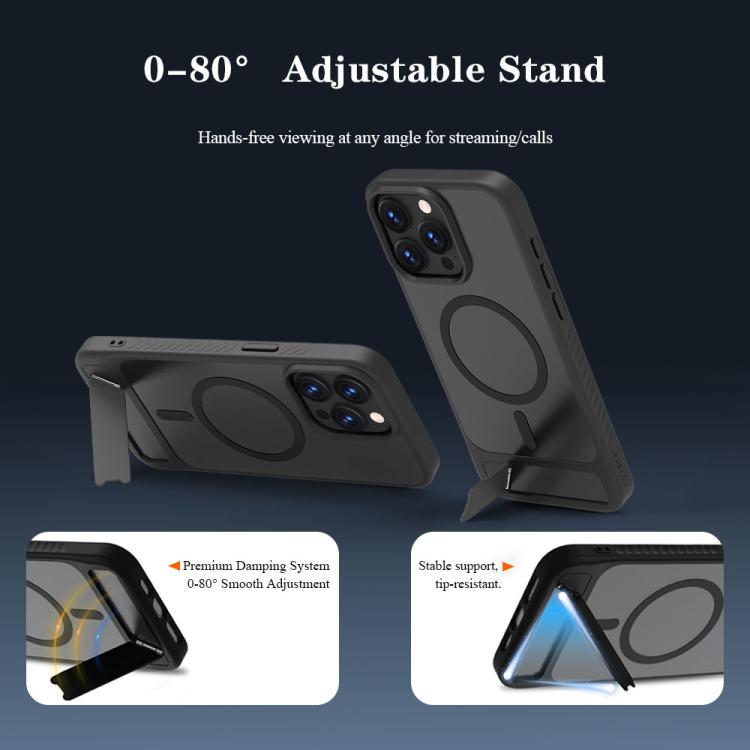 For iPhone 15 Pro Max LeReach Le-Chic Series Integrated Hidden Kickstand Magnetic Phone Case