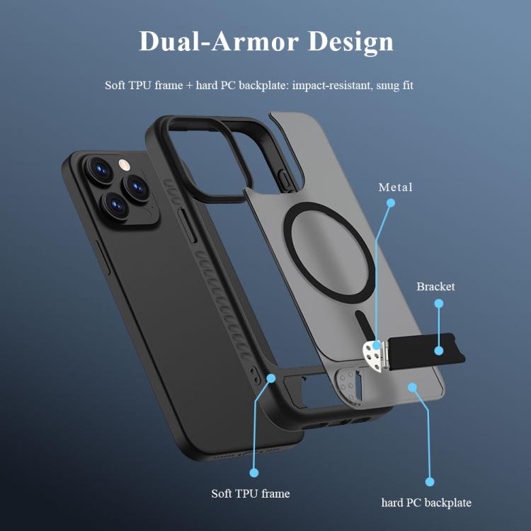 For iPhone 15 Pro Max LeReach Le-Chic Series Integrated Hidden Kickstand Magnetic Phone Case