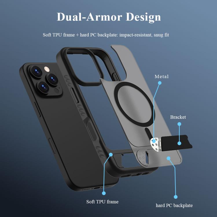 For iPhone 16 Pro LeReach Le-Chic Series Integrated Hidden Kickstand Magnetic Phone Case
