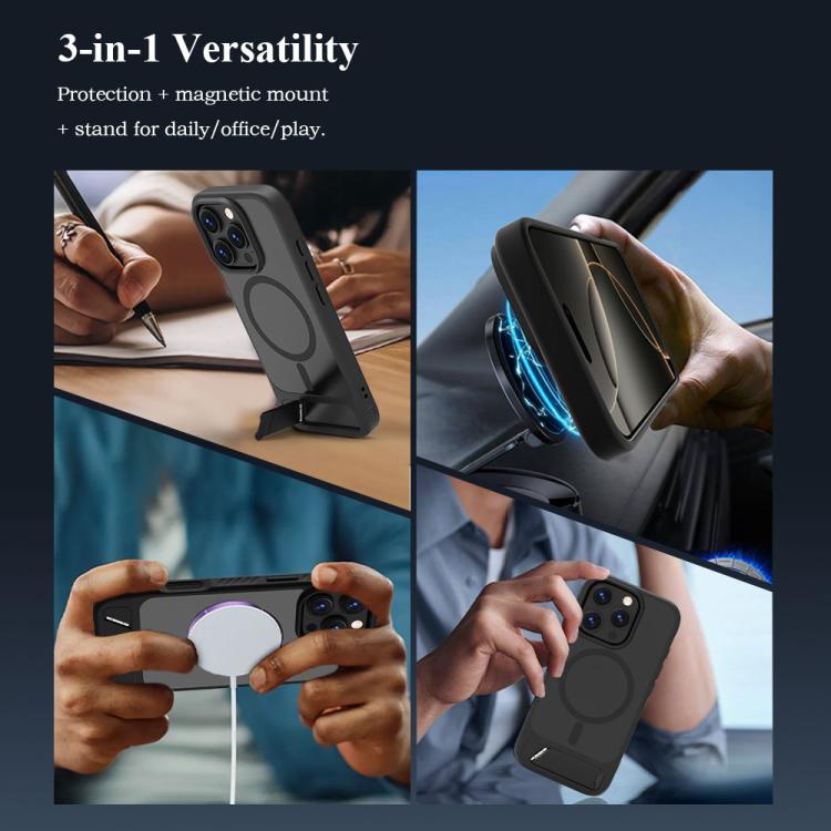 For iPhone 16 Pro LeReach Le-Chic Series Integrated Hidden Kickstand Magnetic Phone Case