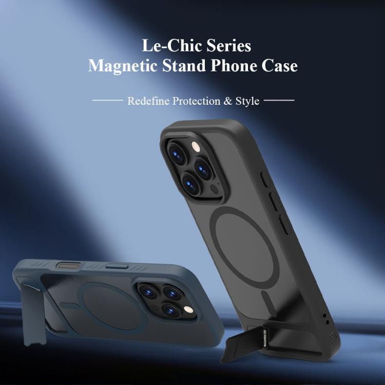 For iPhone 16 Pro LeReach Le-Chic Series Integrated Hidden Kickstand Magnetic Phone Case