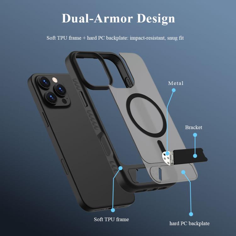 For iPhone 16 Pro Max LeReach Le-Chic Series Integrated Hidden Kickstand Magnetic Phone Case