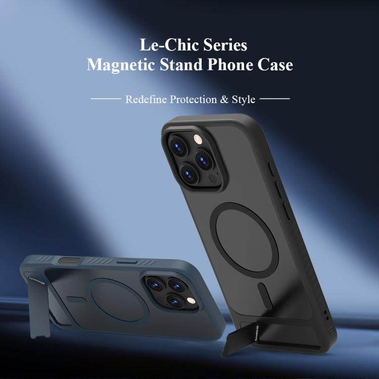 For iPhone 16 Pro Max LeReach Le-Chic Series Integrated Hidden Kickstand Magnetic Phone Case