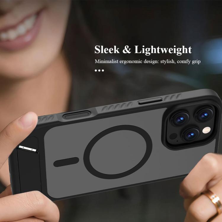 For iPhone 16 Pro Max LeReach Le-Chic Series Integrated Hidden Kickstand Magnetic Phone Case
