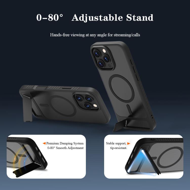 For iPhone 16 Pro Max LeReach Le-Chic Series Integrated Hidden Kickstand Magnetic Phone Case