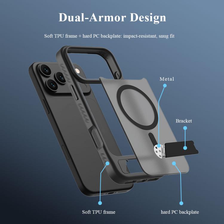 For iPhone 17 Pro LeReach Le-Chic Series Integrated Hidden Kickstand Magnetic Phone Case