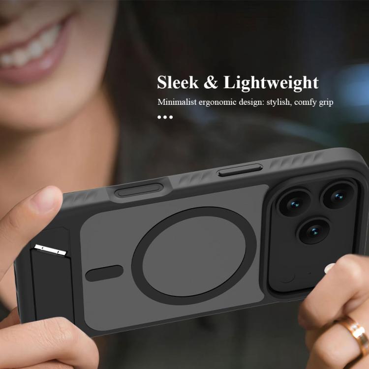 For iPhone 17 Pro LeReach Le-Chic Series Integrated Hidden Kickstand Magnetic Phone Case