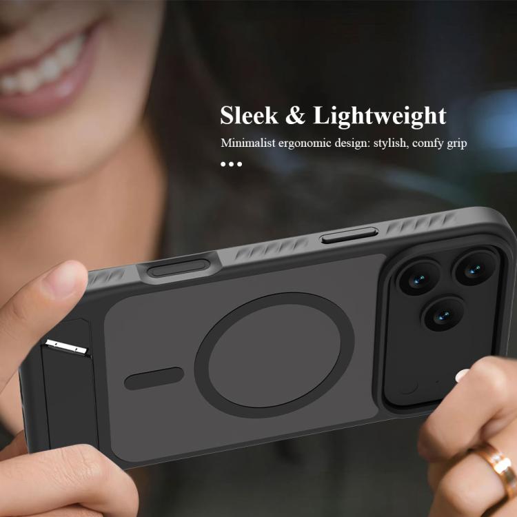 For iPhone 17 Pro Max LeReach Le-Chic Series Integrated Hidden Kickstand Magnetic Phone Case