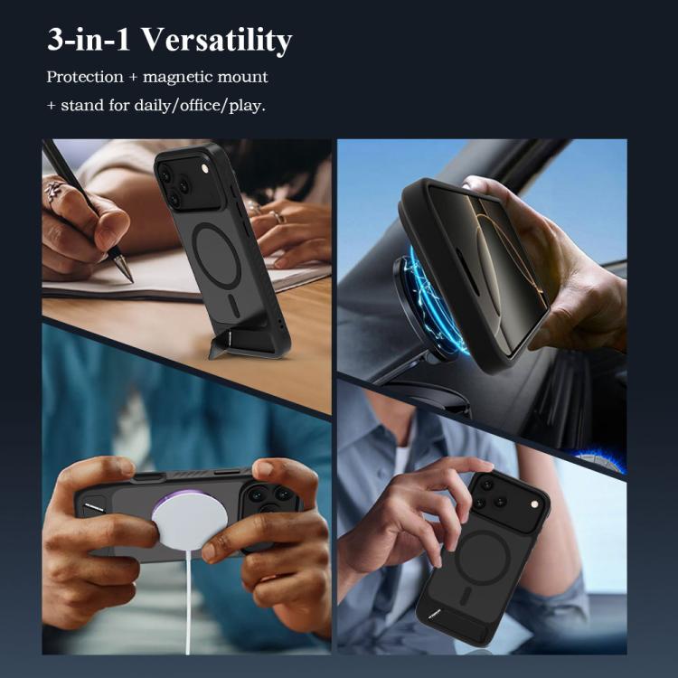 For iPhone 17 Pro Max LeReach Le-Chic Series Integrated Hidden Kickstand Magnetic Phone Case