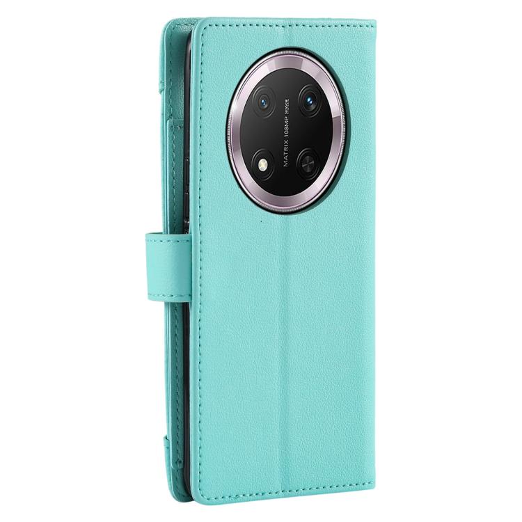 For Honor X9c Litchi Texture Zipper Wallet Buckle Vegan Leather Phone Case with Wrist Strap