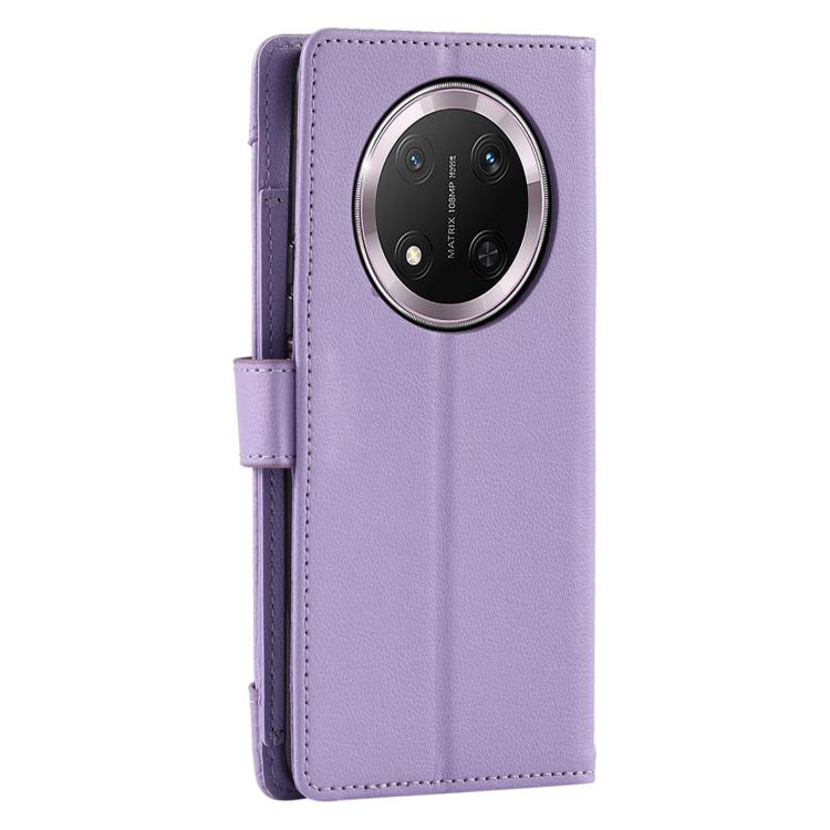 For Honor X9c Litchi Texture Zipper Wallet Buckle Vegan Leather Phone Case with Wrist Strap