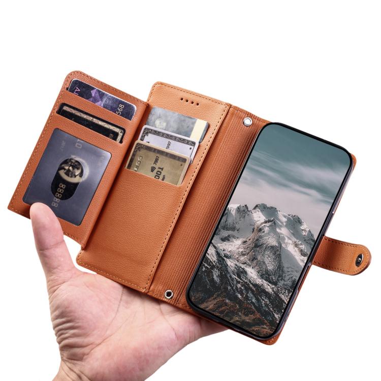 For Honor X9c Litchi Texture Zipper Wallet Buckle Vegan Leather Phone Case with Wrist Strap