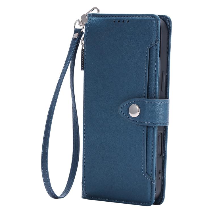For Honor X9c Litchi Texture Zipper Wallet Buckle Vegan Leather Phone Case with Wrist Strap