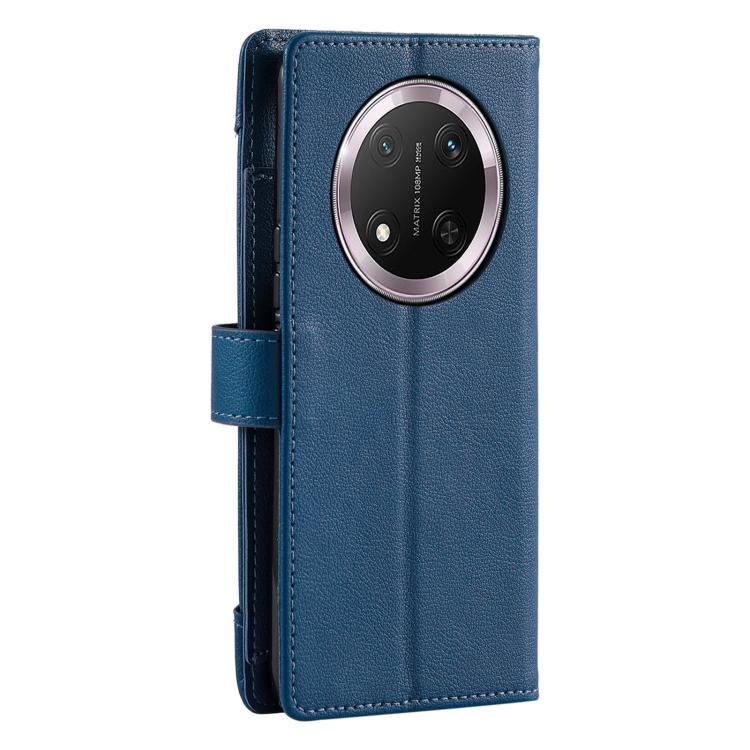For Honor X9c Litchi Texture Zipper Wallet Buckle Vegan Leather Phone Case with Wrist Strap