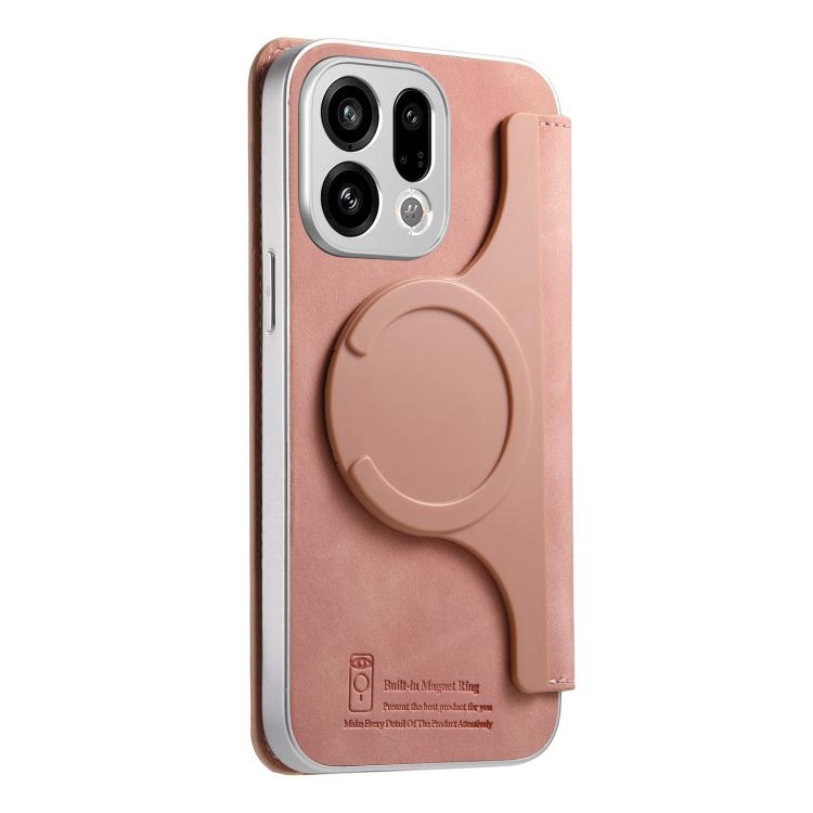 For OPPO Find X9 CaseNeo Precision Hole Silver-Edged Magnetic Zipper Wallet Cross-Grain Vegan Leather Phone Case