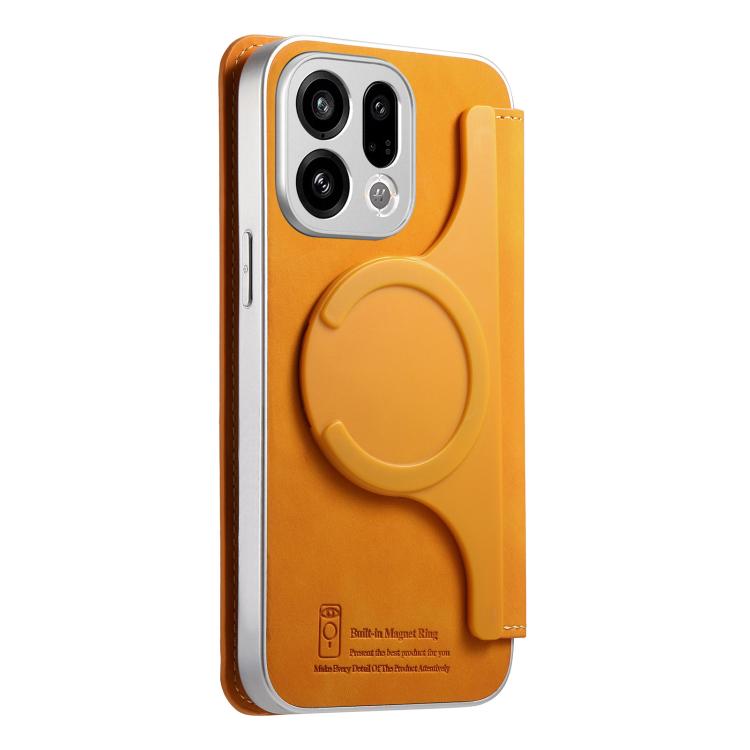For OPPO Find X9 CaseNeo Precision Hole Silver-Edged Magnetic Zipper Wallet Cross-Grain Vegan Leather Phone Case