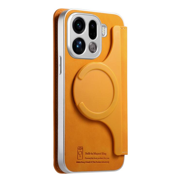 For OPPO Find X9 Pro CaseNeo Precision Hole Silver-Edged Magnetic Zipper Wallet Cross-Grain Vegan Leather Phone Case