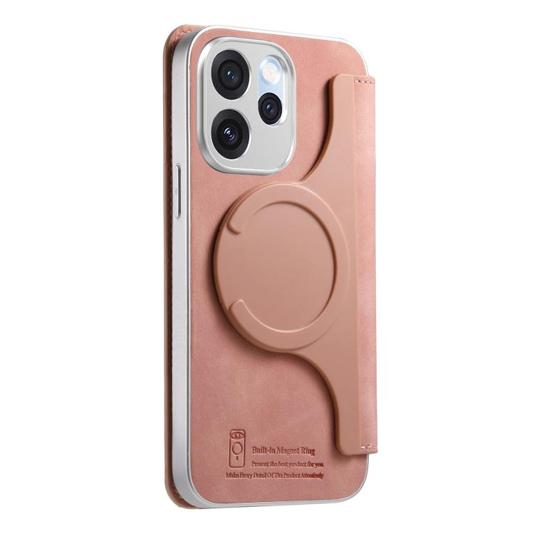 For OPPO Reno15 Pro Global CaseNeo Precision Hole Silver-Edged Magnetic Zipper Wallet Cross-Grain Vegan Leather Phone Case