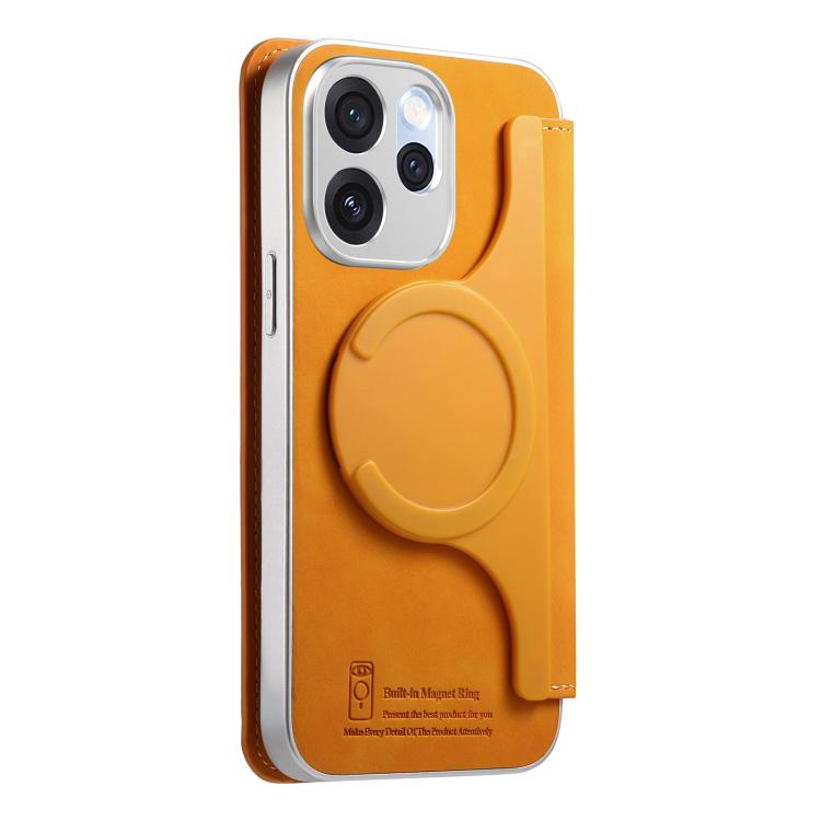For OPPO Reno15 Pro Global CaseNeo Precision Hole Silver-Edged Magnetic Zipper Wallet Cross-Grain Vegan Leather Phone Case