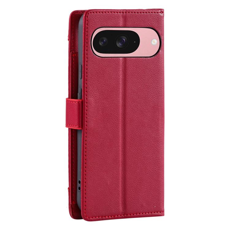 For Google Pixel 10 / 10 Pro / 9 Litchi Texture Zipper Wallet Buckle Vegan Leather Phone Case with Wrist Strap