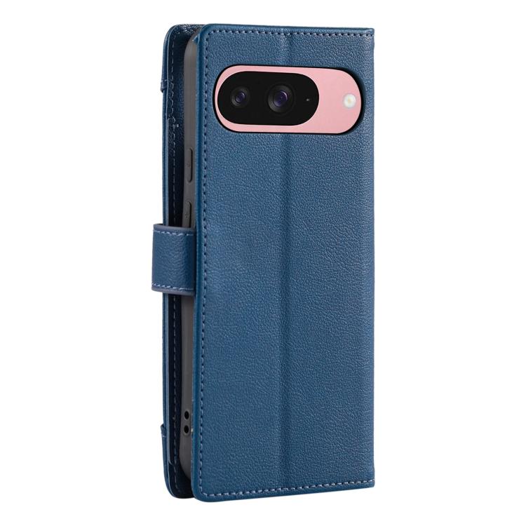 For Google Pixel 10 / 10 Pro / 9 Litchi Texture Zipper Wallet Buckle Vegan Leather Phone Case with Wrist Strap
