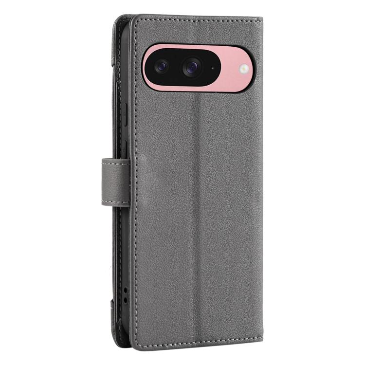 For Google Pixel 10 / 10 Pro / 9 Litchi Texture Zipper Wallet Buckle Vegan Leather Phone Case with Wrist Strap