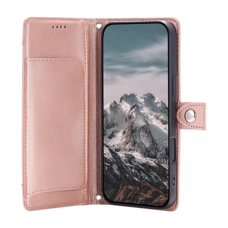 For Google Pixel 10a Litchi Texture Zipper Wallet Buckle Vegan Leather Phone Case with Wrist Strap