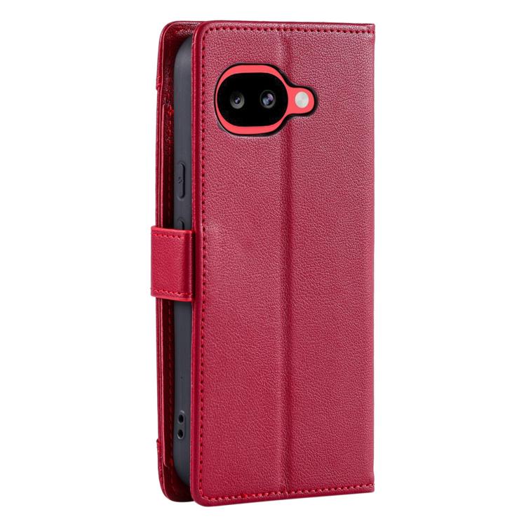 For Google Pixel 10a Litchi Texture Zipper Wallet Buckle Vegan Leather Phone Case with Wrist Strap