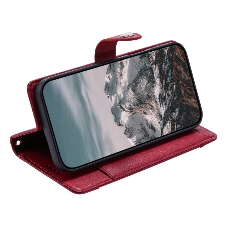For Google Pixel 10a Litchi Texture Zipper Wallet Buckle Vegan Leather Phone Case with Wrist Strap